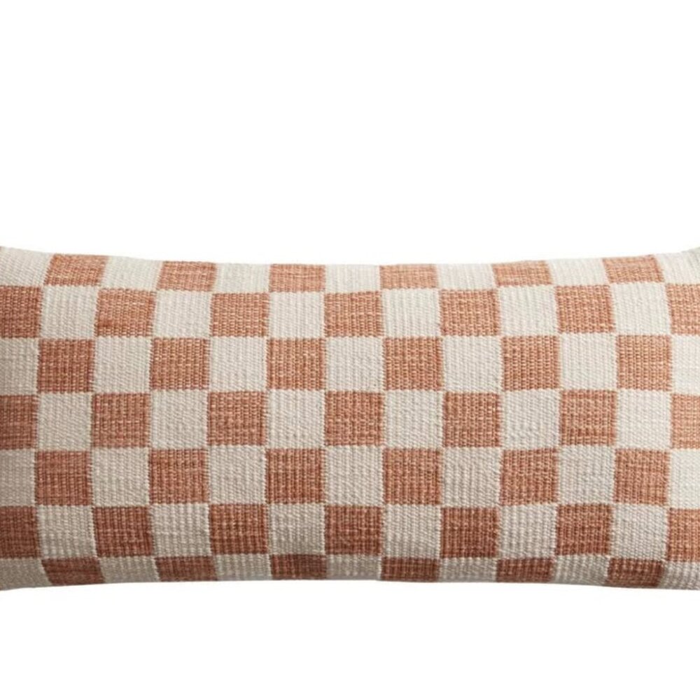 World Market Extra Wide Checkered Lumbar Pillow